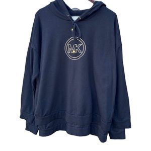MICHAEL Michael Kors BLACK | GOLD MK LOGO | DRAWSTRING HOODIE